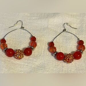NWOT Cato red-orange hoop bead earrings